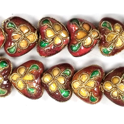 ENAMEL HEART 11X13MM RUST RED